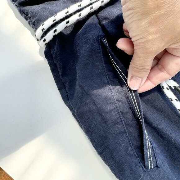 Desigual Baggy Trouser Pants Navy Coastal Preppy Cord Belt Small - Picture 4 of 9